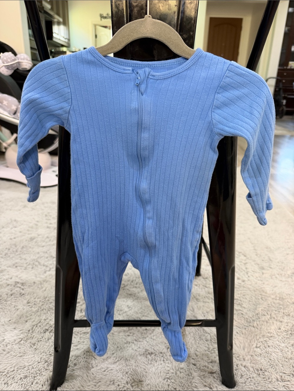 wonder nation Light Blue Ribbed Footed One-Piece